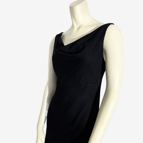 Vintage Y2K Black Chiffon Slip Dress with Cowl Neckline / Made in USA / Small - Picture 10 of 12